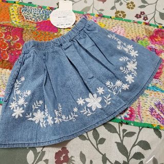 ウィルメリー(WILL MERY)のWILL MERY ★ インディゴ染めの刺繍スカート♪100(スカート)