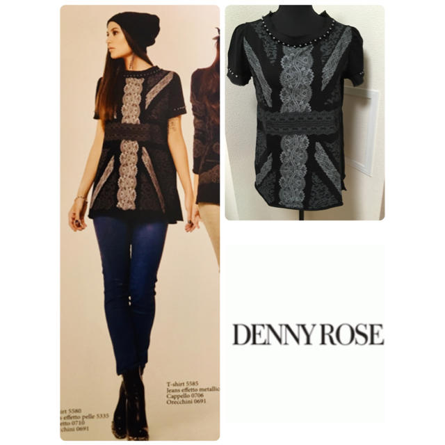 DENNYROSE(デニーローズ)のDENNY ROSE クロスレースプリントカットソー レディースのトップス(カットソー(半袖/袖なし))の商品写真