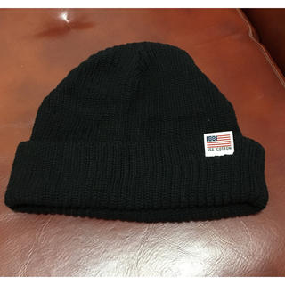 ビームス(BEAMS)の専用 USA製 コットン100% ニット帽 ビーニー 黒 ブラック 薄手(ニット帽/ビーニー)