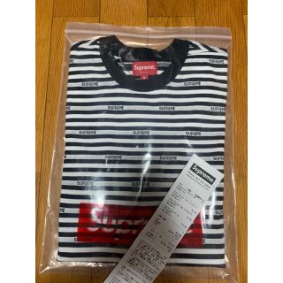 シュプリーム(Supreme)の黒 M Supreme Week13 Logo Stripe S/S Top (Tシャツ/カットソー(半袖/袖なし))