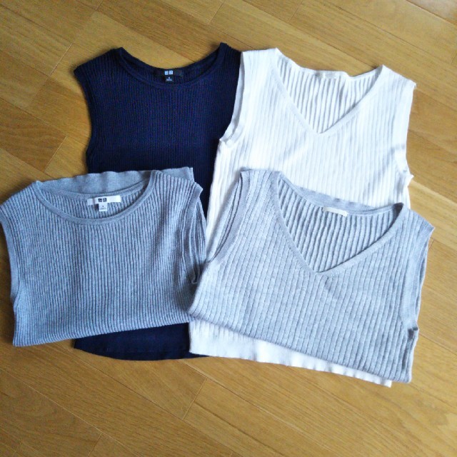 UNIQLO(ユニクロ)のユニクロ＆GU　リブニット　4枚セット レディースのトップス(Tシャツ(半袖/袖なし))の商品写真