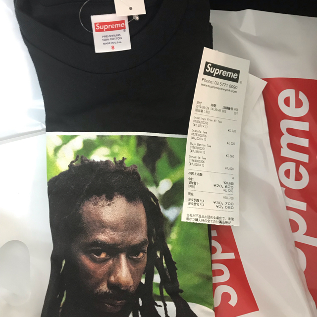 最安値supreme  buju banton tee ブラック S Tシャツ