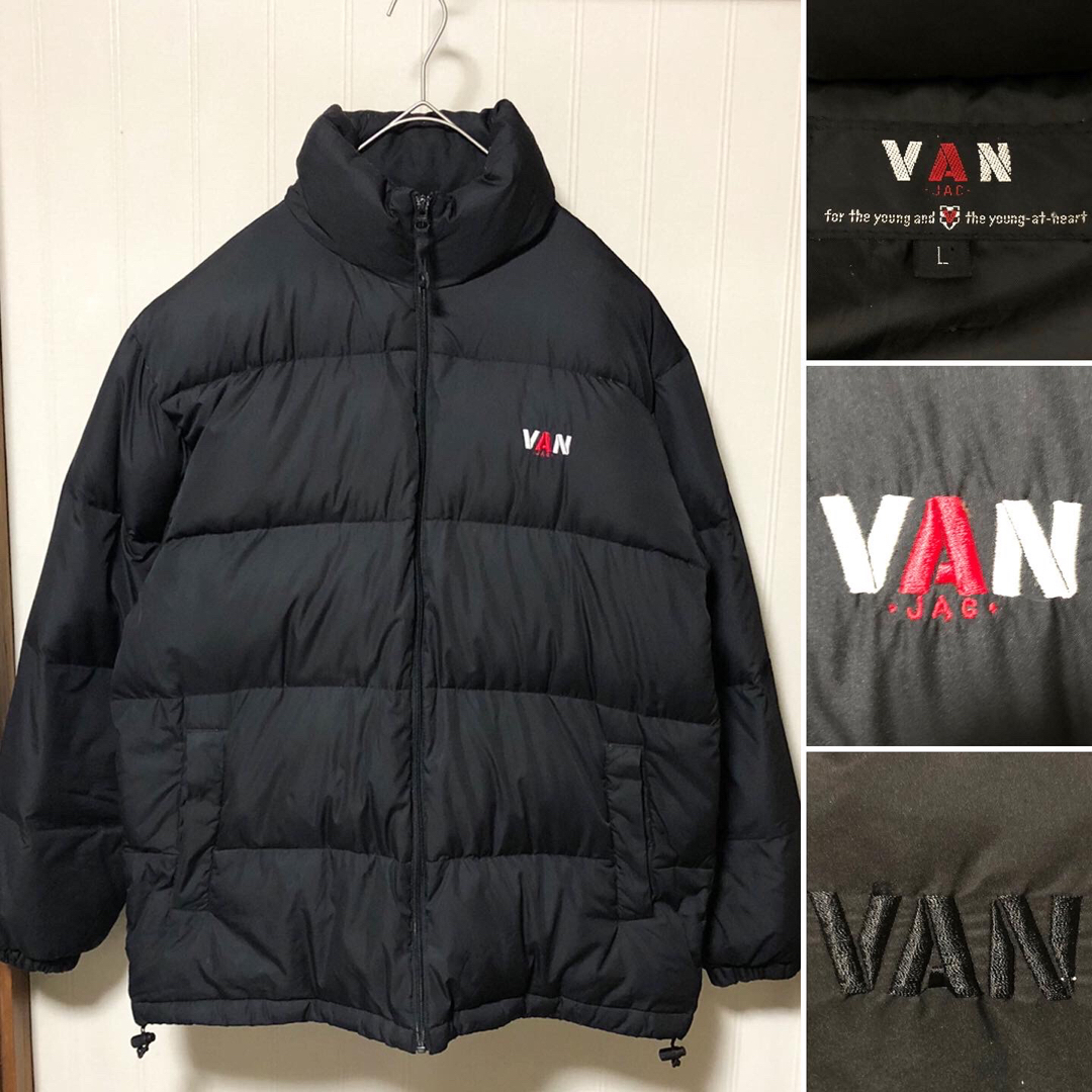 大人気 VAN JACKET ヴァン ジャケット 刺繍ロゴ ダウンジャケット 黒