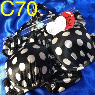 C70ブラジャー＆ショーツMサイズ  水玉 ドット柄(ブラ&ショーツセット)