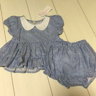 ニシマツヤ(西松屋)の新品 ベビー女の子 セットアップ ７０サイズ／ワンピース＆オーバーパンツ(ワンピース)