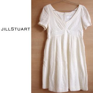 ジルスチュアート(JILLSTUART)のJILL STUART シルク混 エンブロイダリーワンピース 白(ひざ丈ワンピース)