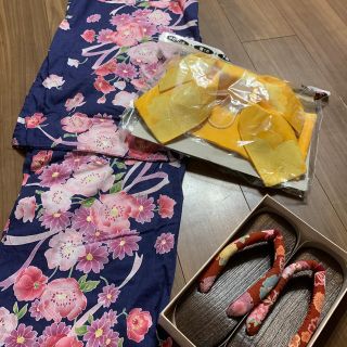 ネイビー浴衣・帯・草履 セット(浴衣)