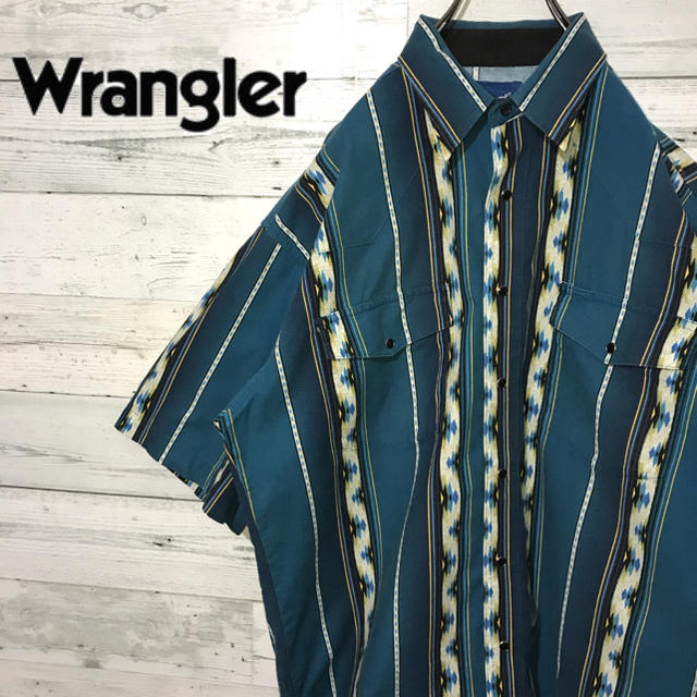 Wrangler(ラングラー)の【チルチル様専用】ラングラー☆ネイティブ柄 ストライプ ウエスタンシャツ 半袖 メンズのトップス(シャツ)の商品写真