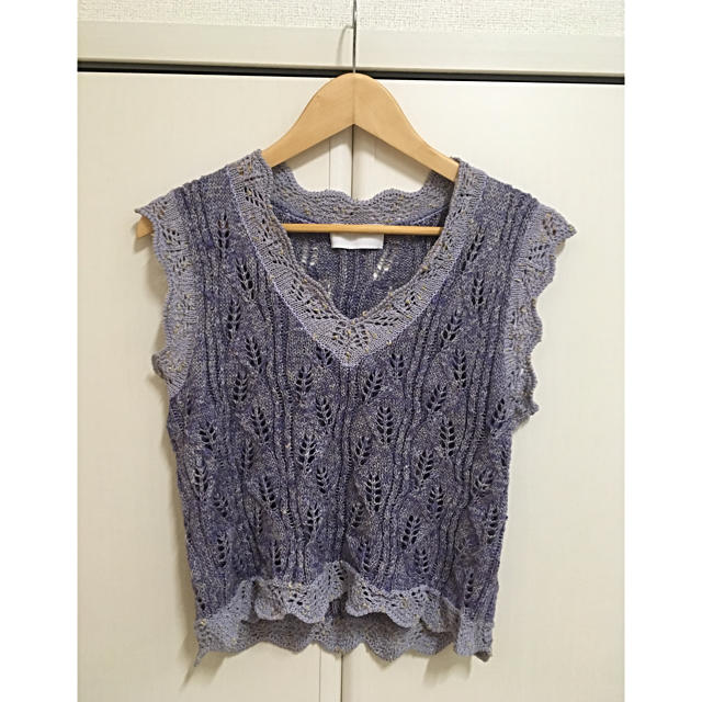 mame(マメ)のmame 完売 美品 Silk Linen Knit Tops - purple レディースのトップス(ニット/セーター)の商品写真