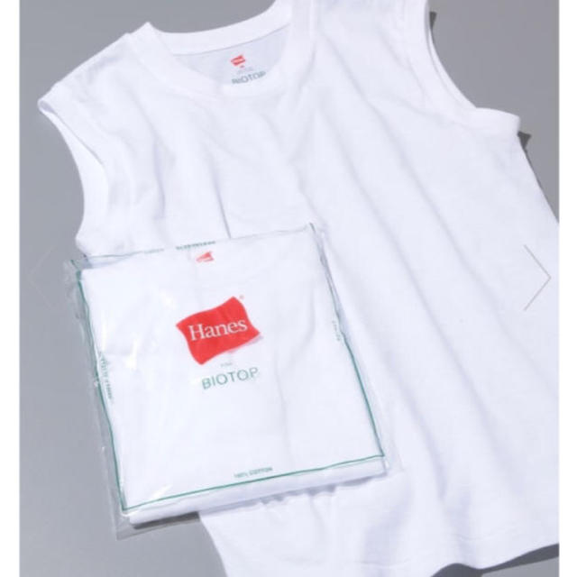 Adam et Rope'(アダムエロぺ)のhanes BIOTOP 白 ノースリーブ レディースのトップス(Tシャツ(半袖/袖なし))の商品写真