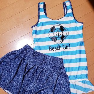 イオン(AEON)の水着160女の子　スクール水着　セパレート、フレアーパンツタイプ(水着)