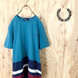 フレッドペリー(FRED PERRY)のFRED PERRY マルチカラー ボーダー ワンポイント刺繍 tシャツ GR(Tシャツ/カットソー(半袖/袖なし))