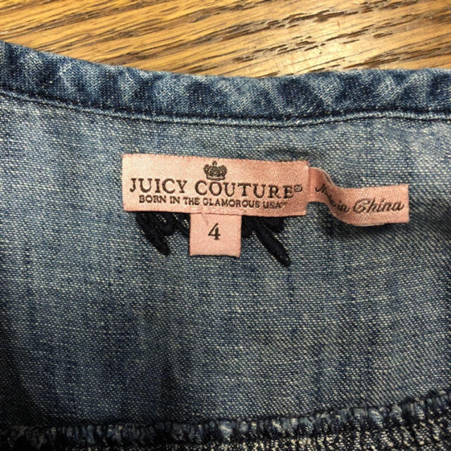 Juicy Couture(ジューシークチュール)のjuicy couture デニムワンピース 4T 100 オーバーオール  キッズ/ベビー/マタニティのキッズ服女の子用(90cm~)(ワンピース)の商品写真