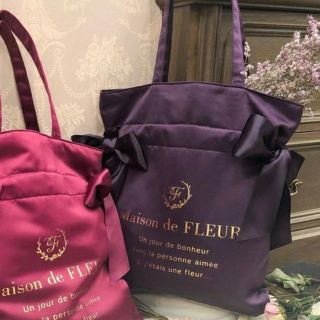 メゾンドフルール(Maison de FLEUR)のメゾンドフルール◆ダブルリボントートバッグ＊パープル(トートバッグ)