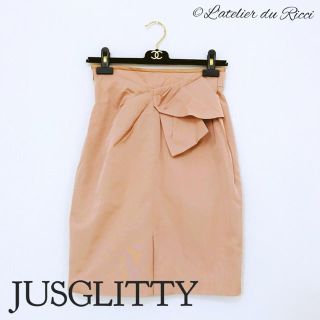 ジャスグリッティー(JUSGLITTY)の《美品》JUSGLITTY バックリボン 春夏 タイトスカート サイズ 2(ひざ丈スカート)