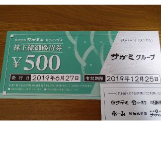 サガミ⭐️株主優待券★15000円分(レストラン/食事券)