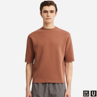 ユニクロ(UNIQLO)の【新品】Uniqlo-U 　ミラノリブクルーネックセーター　ブラウン　M(ニット/セーター)