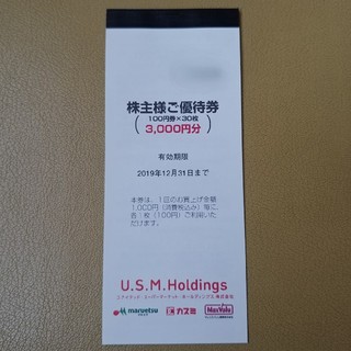 株主優待 ユナイテッドスーパーマーケットホールディングス 3000円分(ショッピング)