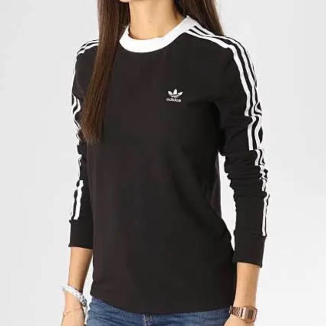 adidas(アディダス)のアディダス オリジナルス 3ストライプ 長袖 Tシャツ 黒 S レディースのトップス(Tシャツ(長袖/七分))の商品写真