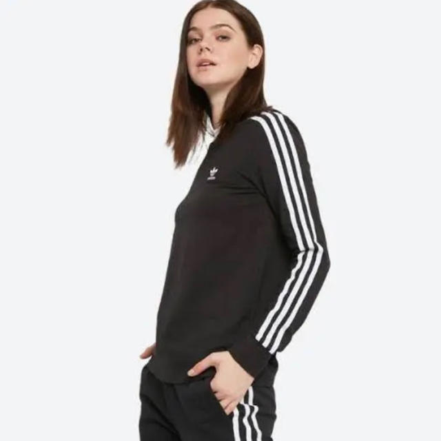 adidas(アディダス)のアディダス オリジナルス 3ストライプ 長袖 Tシャツ 黒 S レディースのトップス(Tシャツ(長袖/七分))の商品写真