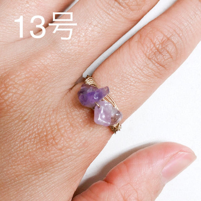 新品未使用 タグ付き アメリカ輸入 天然石 13号 水晶 紫 リング 指輪 レディースのアクセサリー(リング(指輪))の商品写真