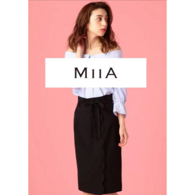 MIIA(ミーア)の【MIIA】スカラップ タイトスカート レディースのスカート(ひざ丈スカート)の商品写真
