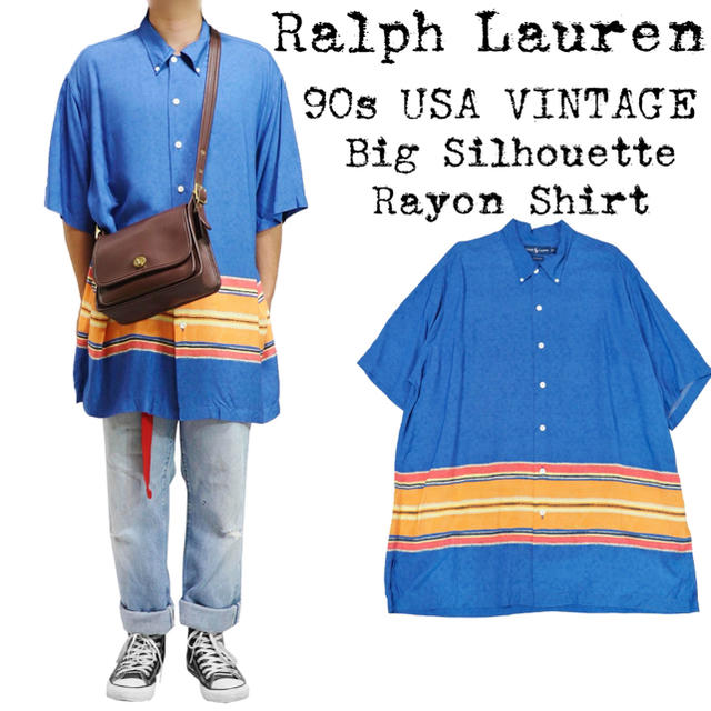 Ralph Lauren(ラルフローレン)の★美品★Ralph Lauren★ラルフローレン★90s★レーヨンシャツ★ブルー メンズのトップス(シャツ)の商品写真