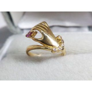 K18 ピンクサファイア0.162ct ダイヤ0.03ct デザインリング　指輪(リング(指輪))