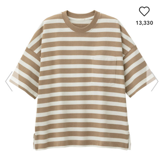 GU(ジーユー)のGU ボーダーヘビーウェイトT レディースのトップス(Tシャツ(半袖/袖なし))の商品写真