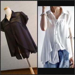 アンティカ(antiqua)の☆アンティカ☆レース&シフォンデザインシャツ☆(シャツ/ブラウス(半袖/袖なし))