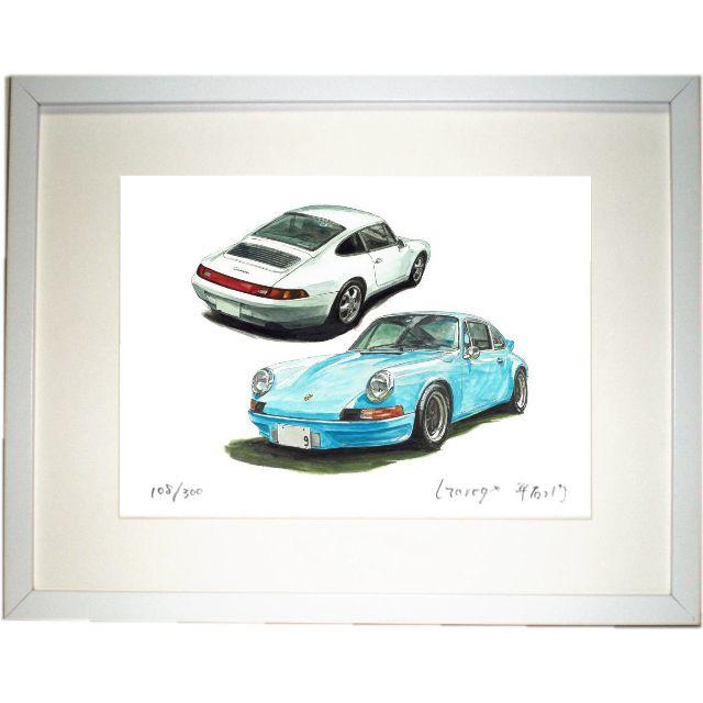 版画GC-1207ポルシェ911/911s限定版画直筆サイン額装●作家平右ヱ門