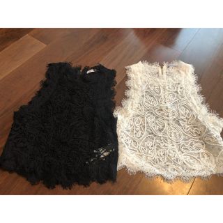 ザラ(ZARA)のZARAレースノースリトップス(タンクトップ)