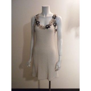 ブルマリン(Blumarine)の伊パオラフラーニ◆涼しげコットン編みの人気！お花モチーフワンピ◆38(ひざ丈ワンピース)