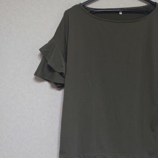 グローバルワーク(GLOBAL WORK)の【GLOBAL WORK】袖フリルT（カーキ）(Tシャツ(半袖/袖なし))