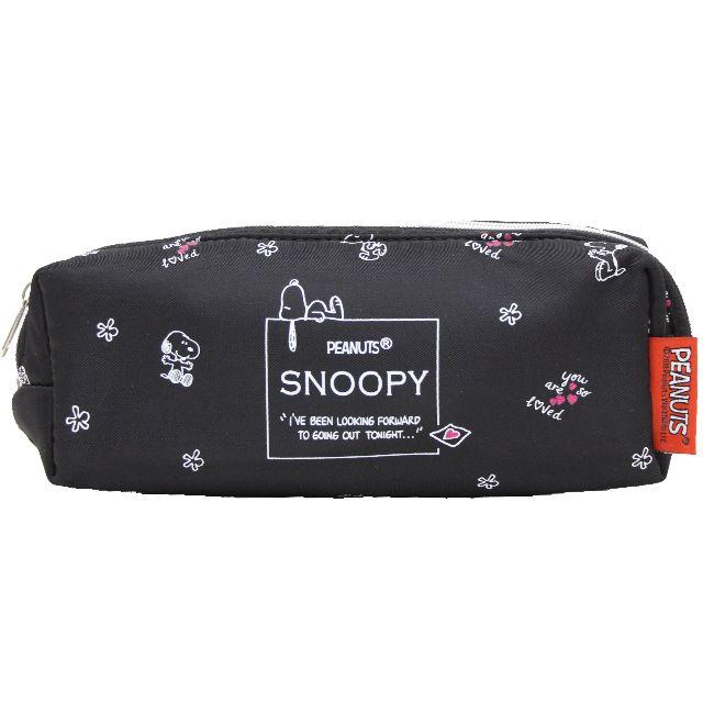 SNOOPY(スヌーピー)のSNOOPY スヌーピー ポーチ 横長Wファスナー ラメハート総柄★ブラック新品 レディースのファッション小物(ポーチ)の商品写真