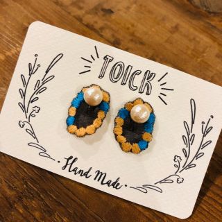 oval earrings orange & blue(イヤリング)