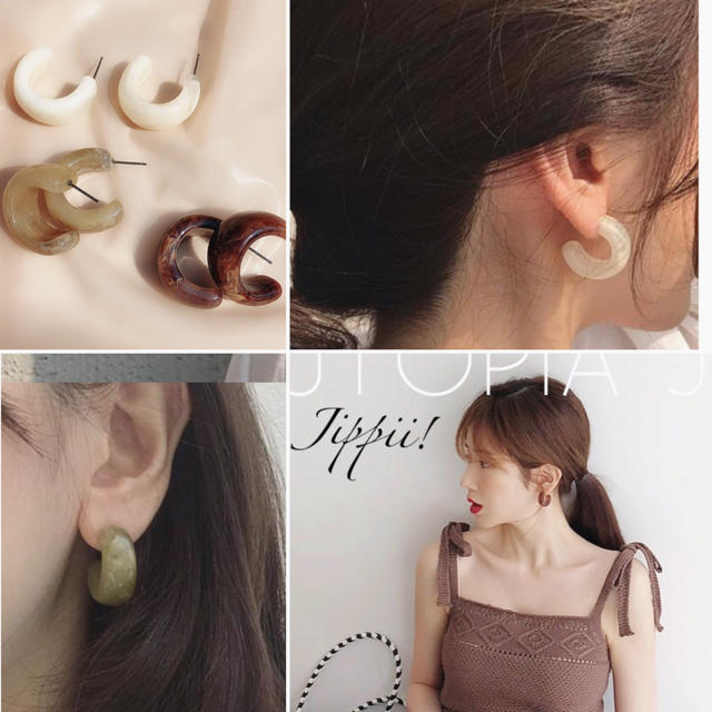 TODAYFUL(トゥデイフル)のキャンディマーブルフープピアス♡Brown レディースのアクセサリー(ピアス)の商品写真