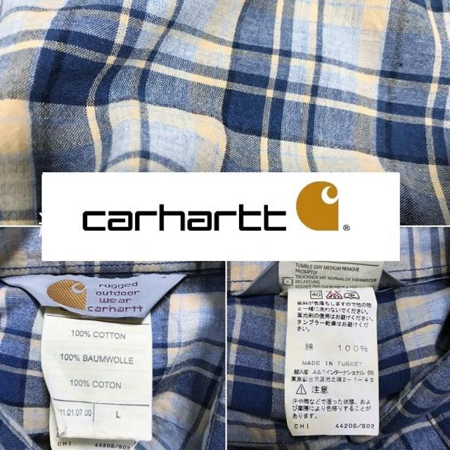 carhartt(カーハート)のカーハート carhartt 半袖チェックシャツ 胸ポケット付 L メンズのトップス(シャツ)の商品写真