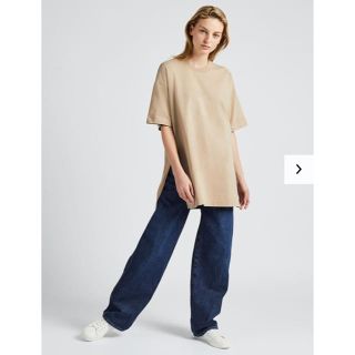 ユニクロ(UNIQLO)の comecome様専用☆コットンオーバーサイズチュニックSベージュ(チュニック)