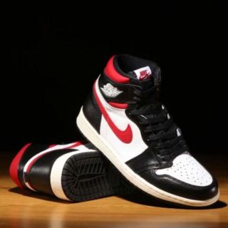 ナイキ(NIKE)の27.5 エア ジョーダン 1 BLACK/WHITE/SAIL/GYM RED(スニーカー)