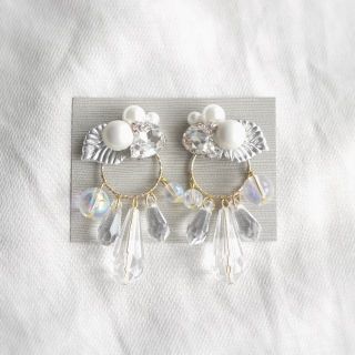 184.Leaf × clear dropピアス✴イヤリング　結婚式ウェディング(ピアス)