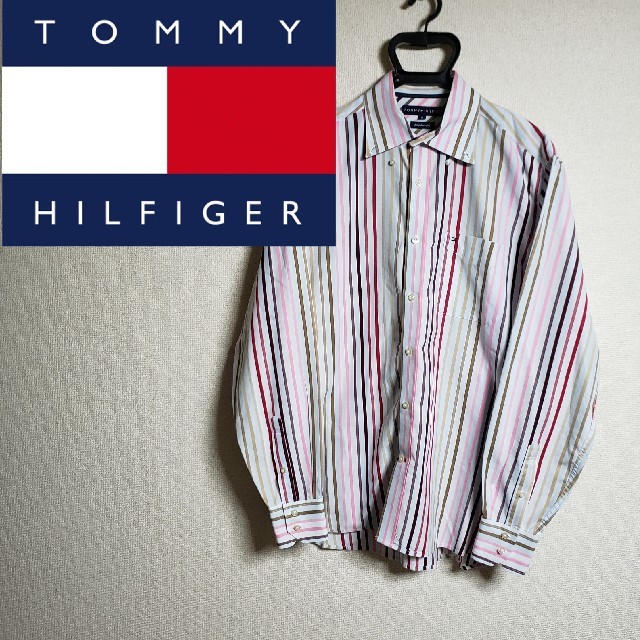 TOMMY HILFIGER(トミーヒルフィガー)のトミーヒルフィガー ボタンダウン ストライプ ワンポイント ビッグシルエット メンズのトップス(シャツ)の商品写真