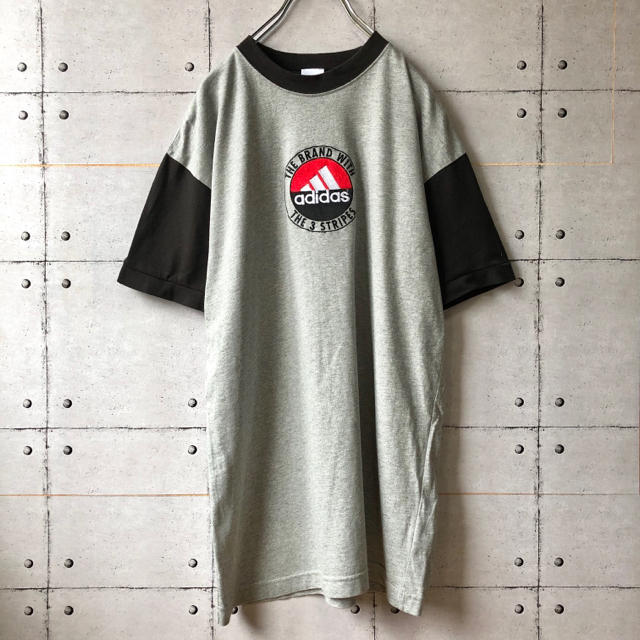 【激レア】 adidas アディダス 刺繍ロゴ デカロゴ バイカラー Tシャツ 1