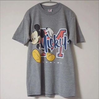 ディズニー(Disney)のレア！USA製 ミッキー Tシャツ M グレー JERZEES メンズ 古着(Tシャツ/カットソー(半袖/袖なし))