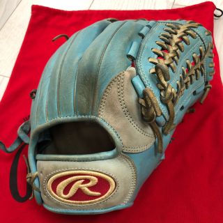 ローリングス(Rawlings)のローリングス 軟式グラブ オールラウンド 野球 グローブ 水色 中古(グローブ)