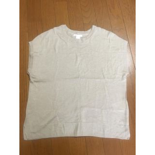 エイチアンドエム(H&M)のH＆M ノースリーブ ニット 薄手 Sサイズ 美品 ベージュ(カットソー(半袖/袖なし))