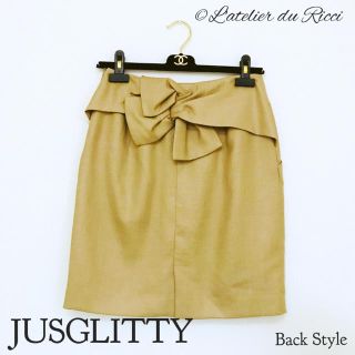 ジャスグリッティー(JUSGLITTY)の《美品》JUSGLITTY リボンモチーフ ベージュ 膝丈スカート 2(ひざ丈スカート)