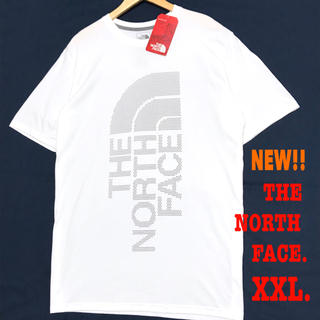 ザノースフェイス(THE NORTH FACE)のXXL相当 ロング丈 ♪  ノースフェイス ビッグロゴ Tシャツ 白 メンズ(Tシャツ/カットソー(半袖/袖なし))