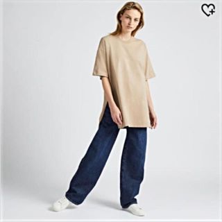 ユニクロ(UNIQLO)のUNIQLO コットンオーバーサイズチュニック  ベージュL(チュニック)