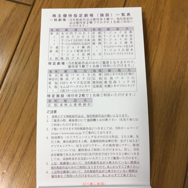 東映 株主優待券 二冊セット チケットの優待券/割引券(その他)の商品写真